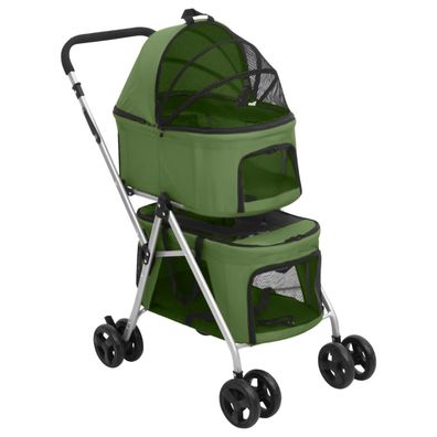 vidaXL Hundewagen für 2 Hunde Faltbar Grün 83x48x97 cm Oxford-Gewebe