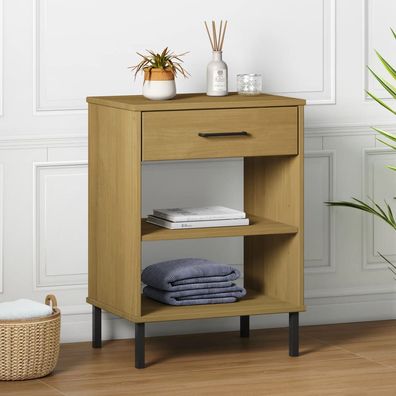 vidaXL Konsolenschrank OSLO mit Metallbeinen Braun Massivholz Kiefer