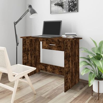 vidaXL Schreibtisch Räuchereiche 100x50x76 cm Holzwerkstoff