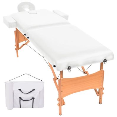 vidaXL Massageliege 2-Zonen Klappbar 10 cm Sitz Weiß