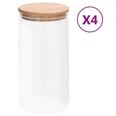 vidaXL Vorratsgläser mit Bambusdeckel 4 Stk. 1200 ml