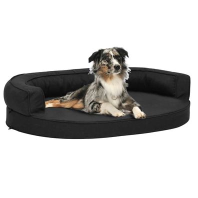 vidaXL Hundematratze Ergonomisch 75x53 cm Leinenoptik Schwarz