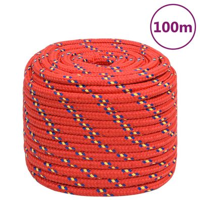 vidaXL Bootsseil Rot 18 mm 100 m Polypropylen