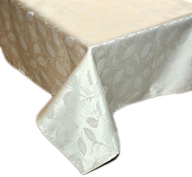 Jacquard Tischdecke 110x110 Herbst Blätter Mitteldecke Decke Champagner