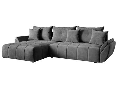 FURNIX Ecksofa LUBANI Schlaffunktion Bettkasten Kissen Couch Sofa L-Form EN 24