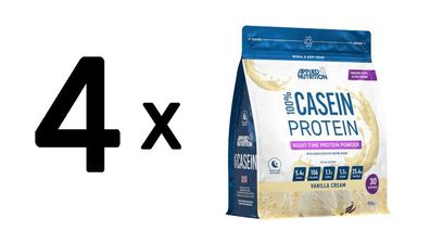 4 x 100% Casein Protein, Vanilla Cream - 900g