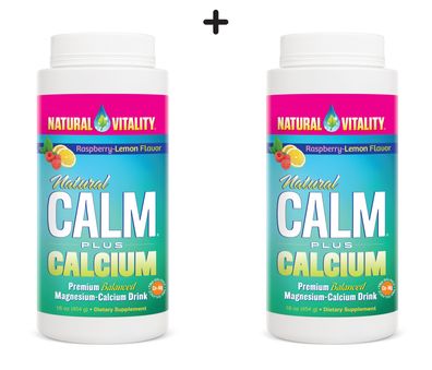 2 x Natural Calm Plus Calcium, Raspberry Lemon - 454g