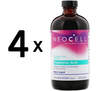 4 x Hyaluronic Acid, Blueberry Liquid - 473 ml