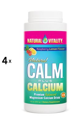 4 x Natural Calm Plus Calcium, Raspberry Lemon - 454g