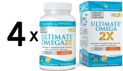 4 x Ultimate Omega 2X with Vitamin D3, 2150mg Lemon - 60 softgels