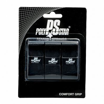 Polystar Comfort Grip 3er Pack schwarz Grips für Tennis Griffbänder