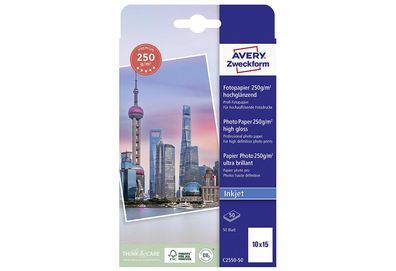 AVERY Zweckform Fotopapier Premium Inkjet C2550-50 10x15 250g 50Blatt