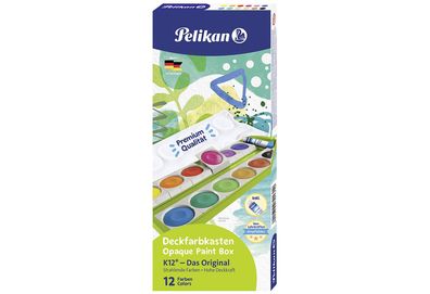 Pelikan Farbkasten K12 12 Farben + Deckweiß grün