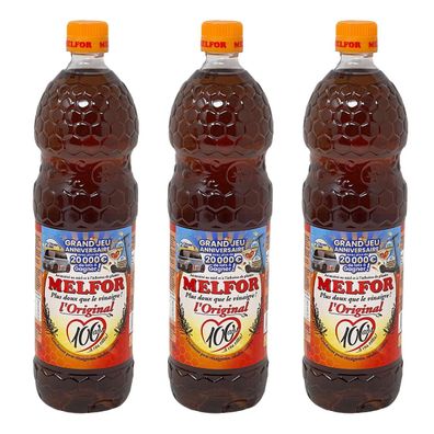 Melfor Original Essig Würzmittel 3 x 1 Liter Flasche – Ideal für Küche und Grill