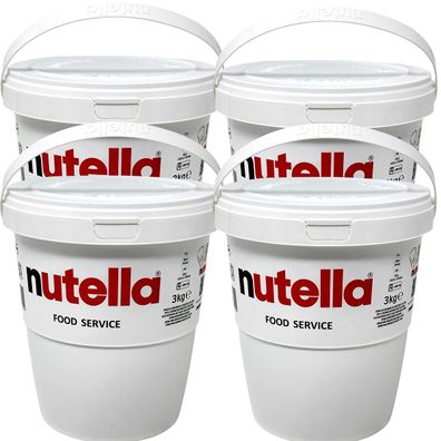 Ferrero Nutella BIG Family 4 x 3 kg (12KG) - Doppelpack Nuss-Nugat-Creme im Eimer