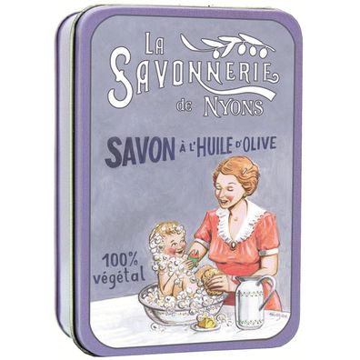 La Savonnerie De Nyons Seife in der Metalldose Boite Bébé Maman Baumwollblüte