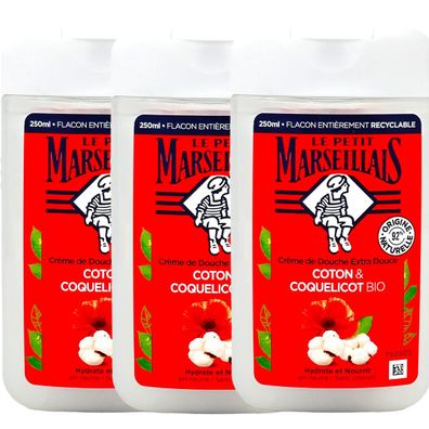 Le Petit Marseillais Duschgel Baumwollmilch & Mohn 3x250ml - Französische Pflege