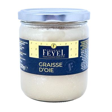 FEYEL Gänsefett Graisse d'Oie - Französisches ungesalzenes Gänseschmalz, 320g Glas