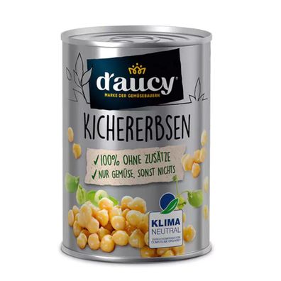 d'aucy Kichererbsen, 285g Dose – Ohne Salz & Zucker, Ohne Konservierungsstoffe