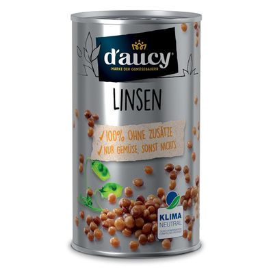 d'aucy Linsen – 285g Dose, Ohne Salz & Zucker, Ohne Konservierungsstoffe