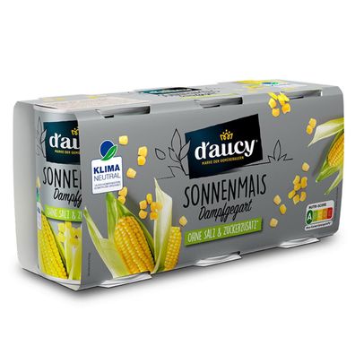 d'aucy Sonnenmais 3x110g: Natürliche Frische ohne Salz und Zuckerzusatz