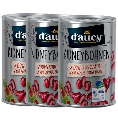 d'aucy Rote Kidneybohnen 3x110g: Natürliche Frische ohne Salz und Zuckerzusatz