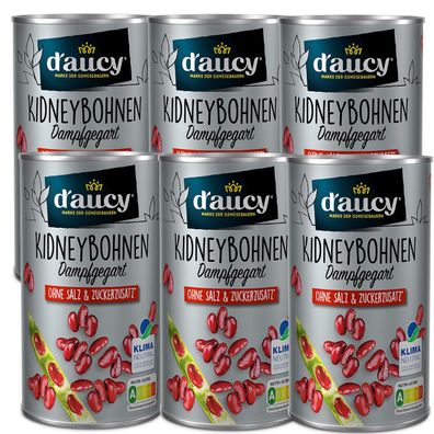 d'aucy Rote Kidneybohnen 6x285g – 100% natürlich ohne Salz und Zuckerzusatz