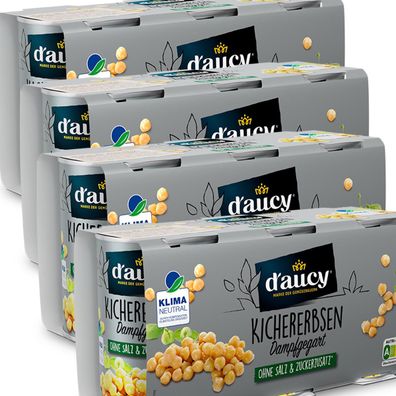 d'aucy Kichererbsen - 100% ohne Salz und Zuckerzusatz, 4 Pack = 12 x 110 Gramm Dose