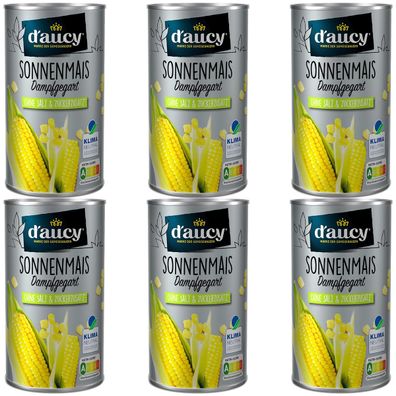 d'aucy Sonnenmais - 100% ohne Salz und Zuckerzusatz, klimaneutral, 6 x 285 g