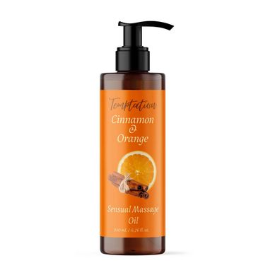 QKnatur Sinnliches Massageöl Orange-Zimt – 200 ml, ideal für alle Körpermassagen