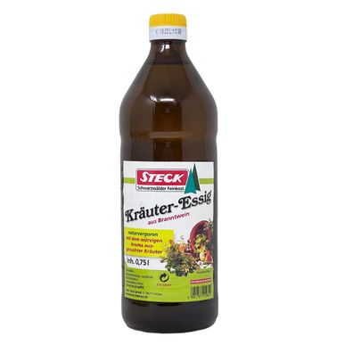 STECK Feinkost Kräuter-Essig Schwarzwald: Naturvergorener Essig 750 ml