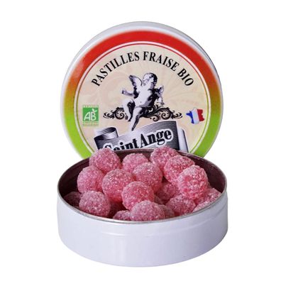 Saint-Ange Bio-Erdbeer-Pastillen – Handgefertigte Pastillen aus Frankreich, 50g