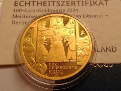 100 euro 2024 Kleist Derzerbrochne Krug 15,55g 1/2 Unze Gold Prägestätte A (Berlin)