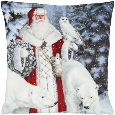 Kissenhülle Weihnachten 40x40 Santa Eisbär Kissenbezug Weihnachtskissen Kissen
