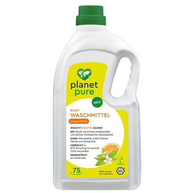 PLANET PURE Bunt Flüssig Waschmittel Orangenblüte 75 WL 98,4% natürl. Inhaltsstoffe