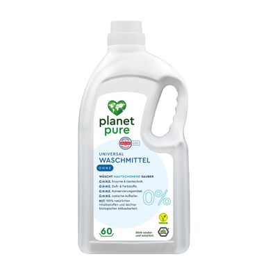 PLANET PURE Universal Waschmittel 60 WI 100 % natürlichen Inhaltsstoffe hautschonend