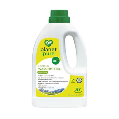 PLANET PURE Universal Waschmittel 37WL, Alpenfrische, 98,4% natürliche Inhaltsstoffe