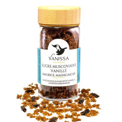 Vanissa Brauner Muscovado-Zucker mit Vanille Rohrzucker & Vanille 80 Gramm