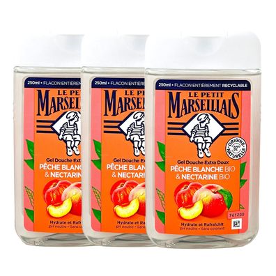 Le Petit Marseillais Duschgel mit Pfirsich & Nektarine 3 x 250ml Fruchtig Erfrischend