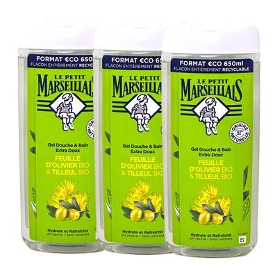 Le Petit Marseillais Duschgel & Badezusatz Olivenöl Lindenblüten 3 x 650ml