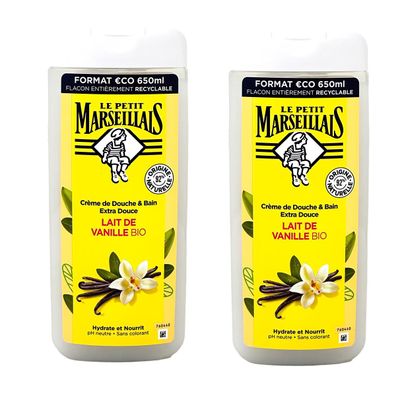 Le Petit Marseillais Duschgel & Badezusatz Vanille Milch 2x650ml - Verwöhnpflege