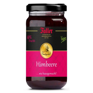 Faller Himbeer-Konfitüre extra: Hausgemacht, 60% Frucht, 330g