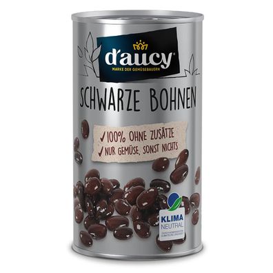 d'aucy Schwarze Bohnen - ohne Salz & Zuckerzusatz, ohne Konservierungsstoffe, 285 Gr