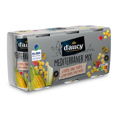 d'aucy Mediterraner Mix - 100% ohne Salz und Zuckerzusatz, klimaneutral, 3 x 110 Gr