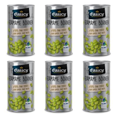 Edamame Bohnen von d'aucy - Ohne Salz & Zucker, 6 x 285g Dosen für gesunden Genuss