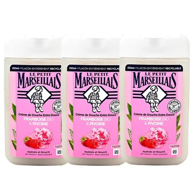 Le Petit Marseillais Duschgel Himbeere Pfingstrose 3x250ml Frankreich