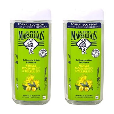 Le Petit Marseillais Duschgel & Badezusatz Olivenöl Lindenblüten 2x650ml Frankreich