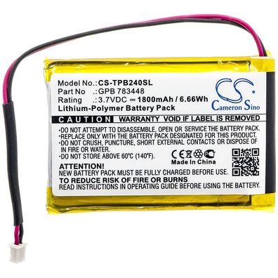 Ersatzakku - CS-TPB240SL - Telex PB24N / GPB 783448 - 3,7 Volt 1800mAh Li-Polymer