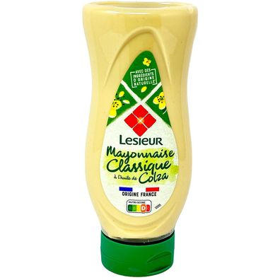 Lesieur Klassische Mayonnaise mit Rapsöl Squeeze Flasche 425g – Praktischer Genuss