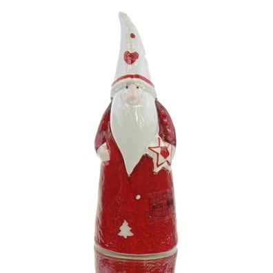 GASPER Weihnachtsmann Rot mit weißer Mütze stehend 15 cm - Keramik